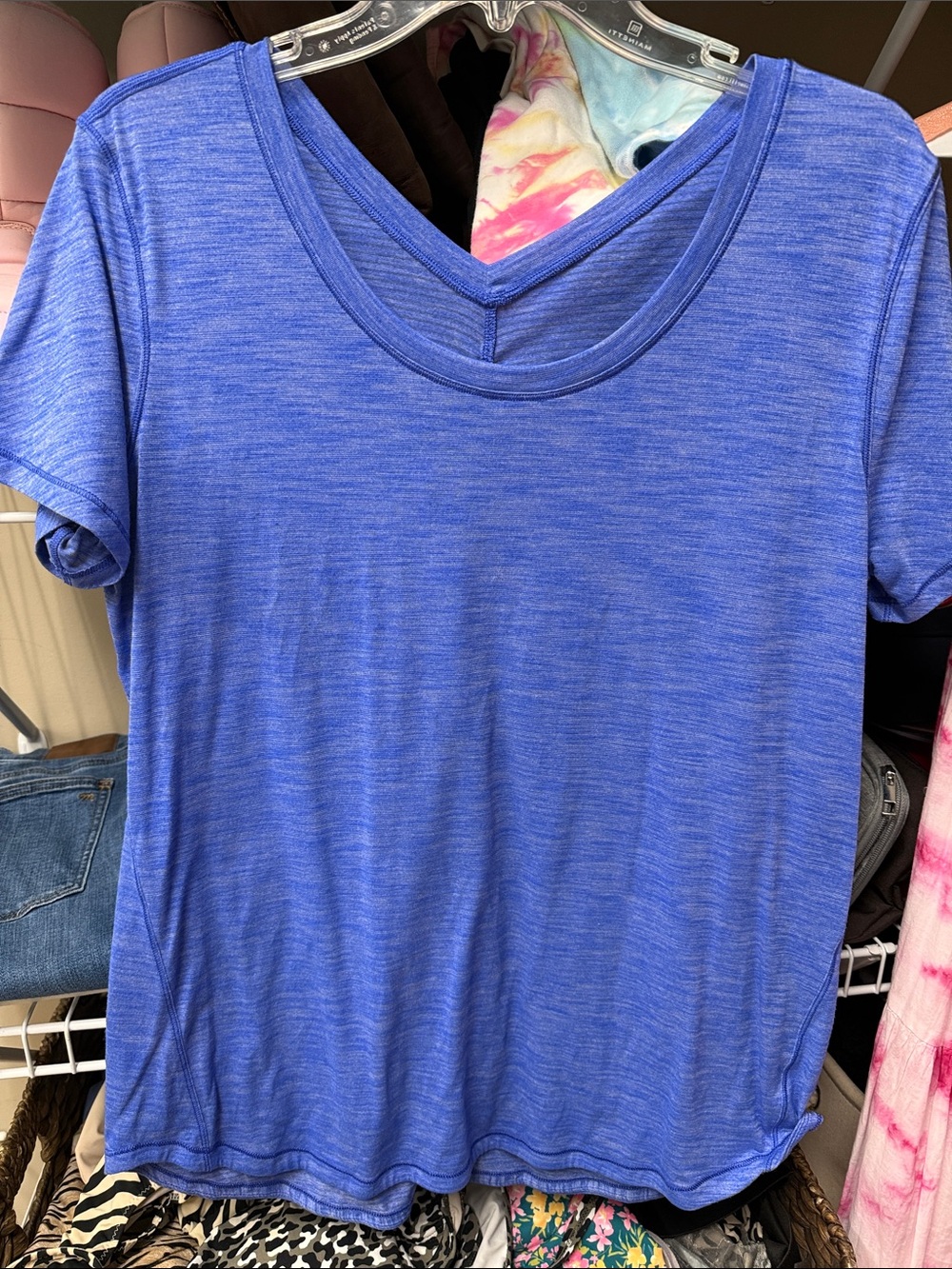 Lululemon Casual Women's Heathered Blue V-Neck Tee 8